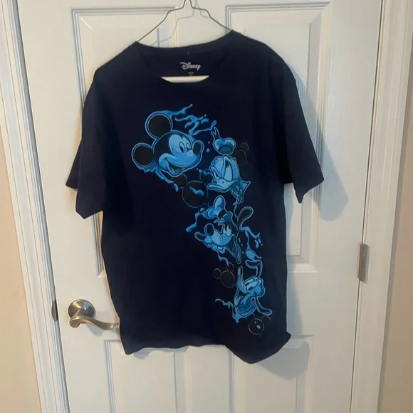 Disney Blue T-Shirt with Blue Graphic Mickey Donald goofy Sz large - Picture 4 of 6